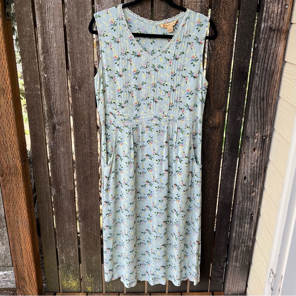 April Cornell Light Blue Floral Midi Dress